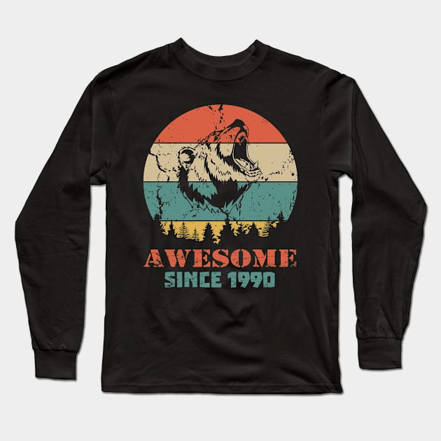 Awesome Since 1990 Year Old School Style Gift Women Men Kid Long Sleeve T-Shirt by SmileSmith